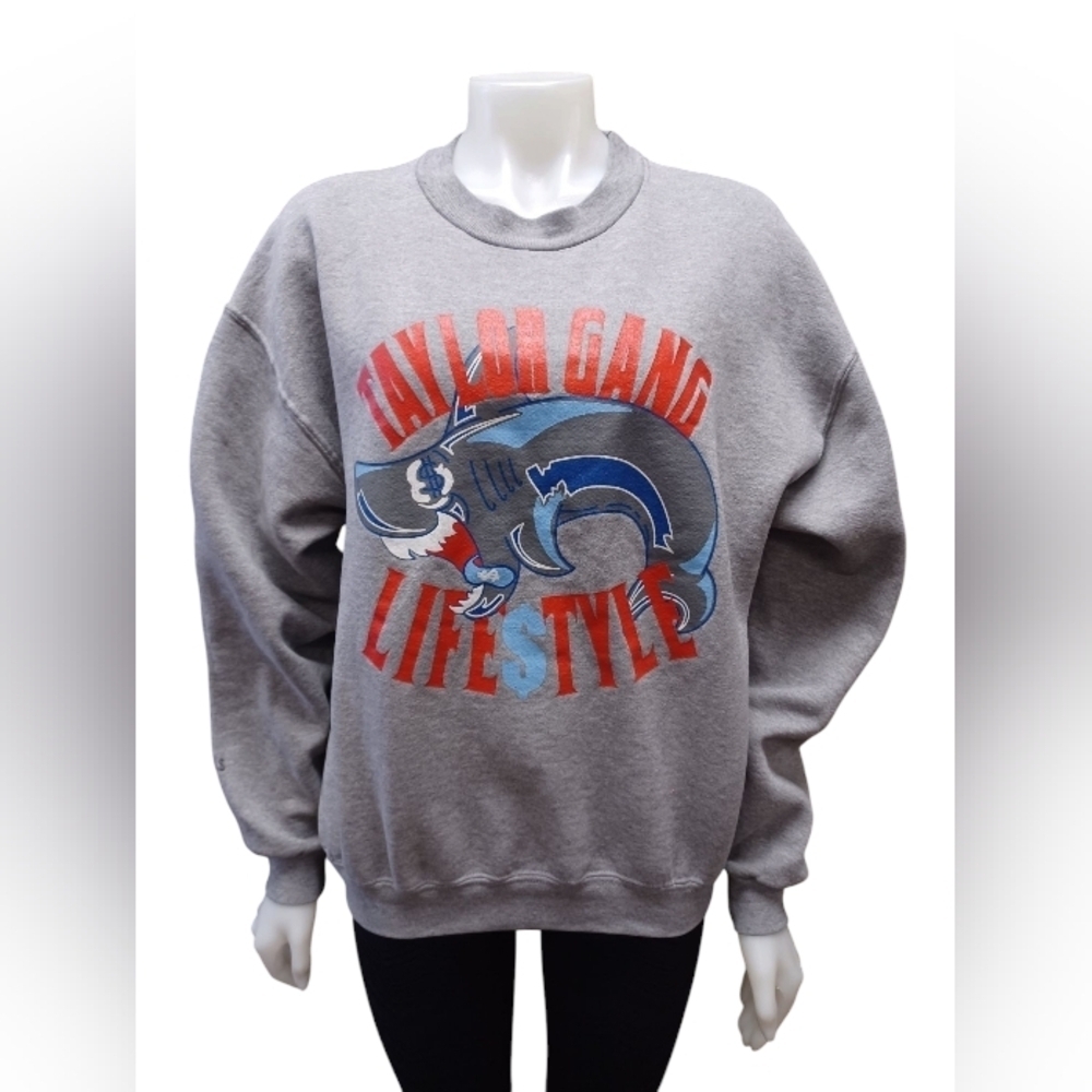 Taylor Gang Wiz Khalifa EUC Gray L/S Sweat Shirt Size Medium